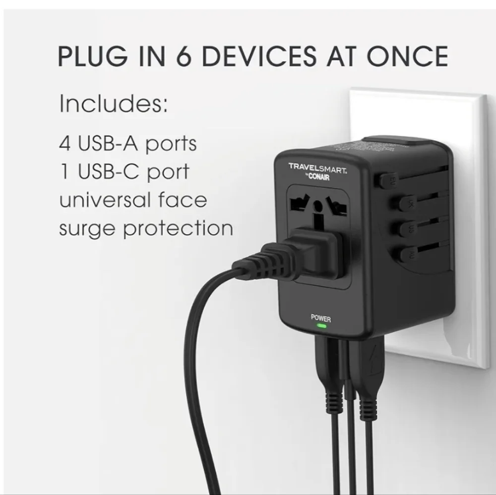 Conair TravelSmart Fast Worldwide Power Adapter 100- 250V